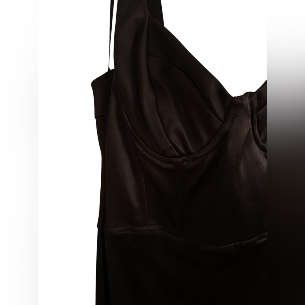 Zara Black Satin Slim Slip Midi Dress - Picture 3 of 9